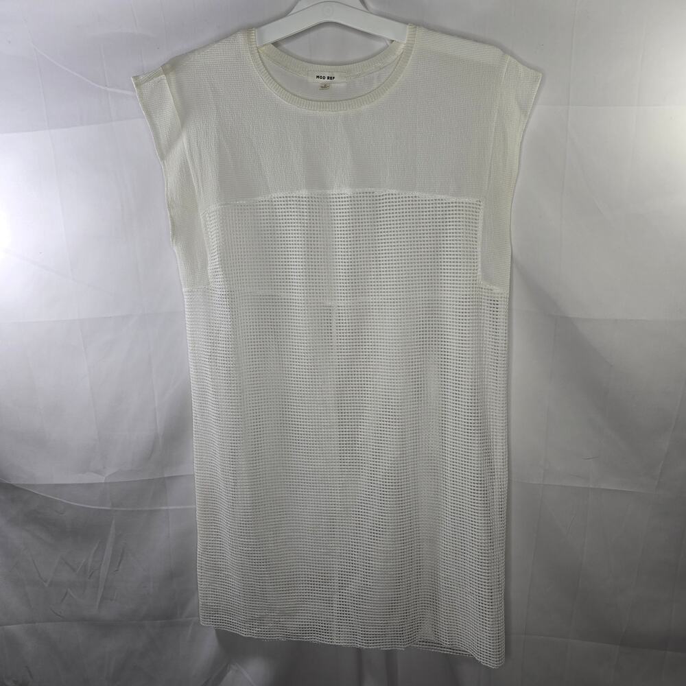 Mod Ref White Mesh Sheer Swimsuit Cover-Up Size Small